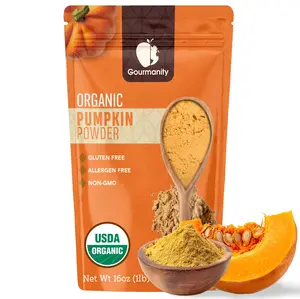 Gourmanity Organic Indian Pumpkin Powder for Cooking, Baking and Pet Food, High in Fiber, 1lb Resealable Bag