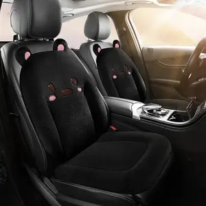 Cute Bear Face Plush Car Seat Cushion, Soft Winter Warmth, Comfortable Fit, Quick Transform to Healing Cozy Cabin, Perfect for Girls, Car Seat Covers