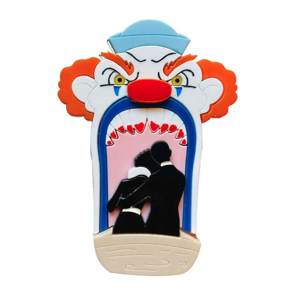 Creepy Funfair Collection - Scary Clown Tunnel Acrylic Brooch by Makokot Design