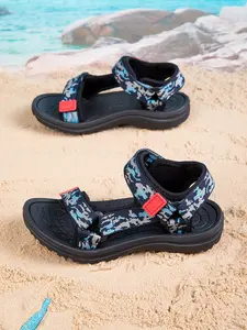 Boy Summer Beach Water Lightweight Sandals, Dual Buckle Design, Camouflage Color, Adjustable Velcro, Easy-On, Sporty Style, Outdoor Footwear