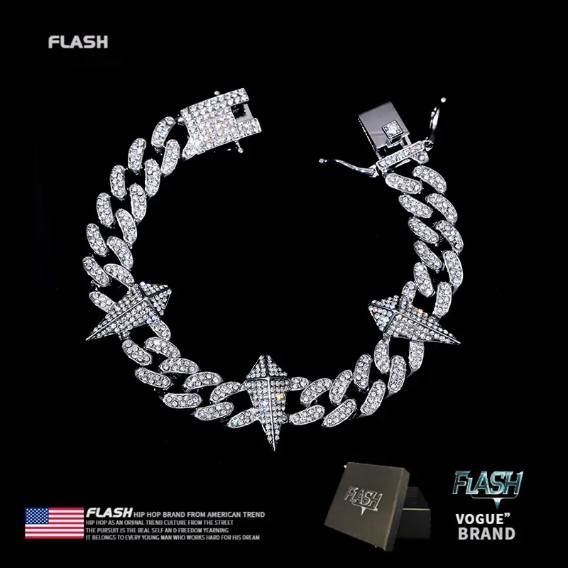 Flash Men's Black Panther Cuban Chain Bracelet - Adjustable Hip Hop Bling Stylish Accessory, Ideal for Anniversary & Birthday Gifts (Fashion Costume Jewelry Bracelets)