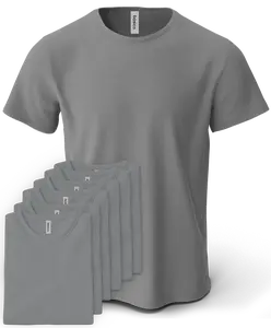 Basico Apparel 100% Cotton Unisex Crew Neck Casual T shirts (6 Pack) Grey Plain Classic Breathable Soft Top Shortsleeve T-Shirt Menswear Fitted