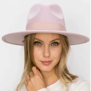Vegan Felt Fedora Hat with Bow – Women's Wide Brim | SOLOVE