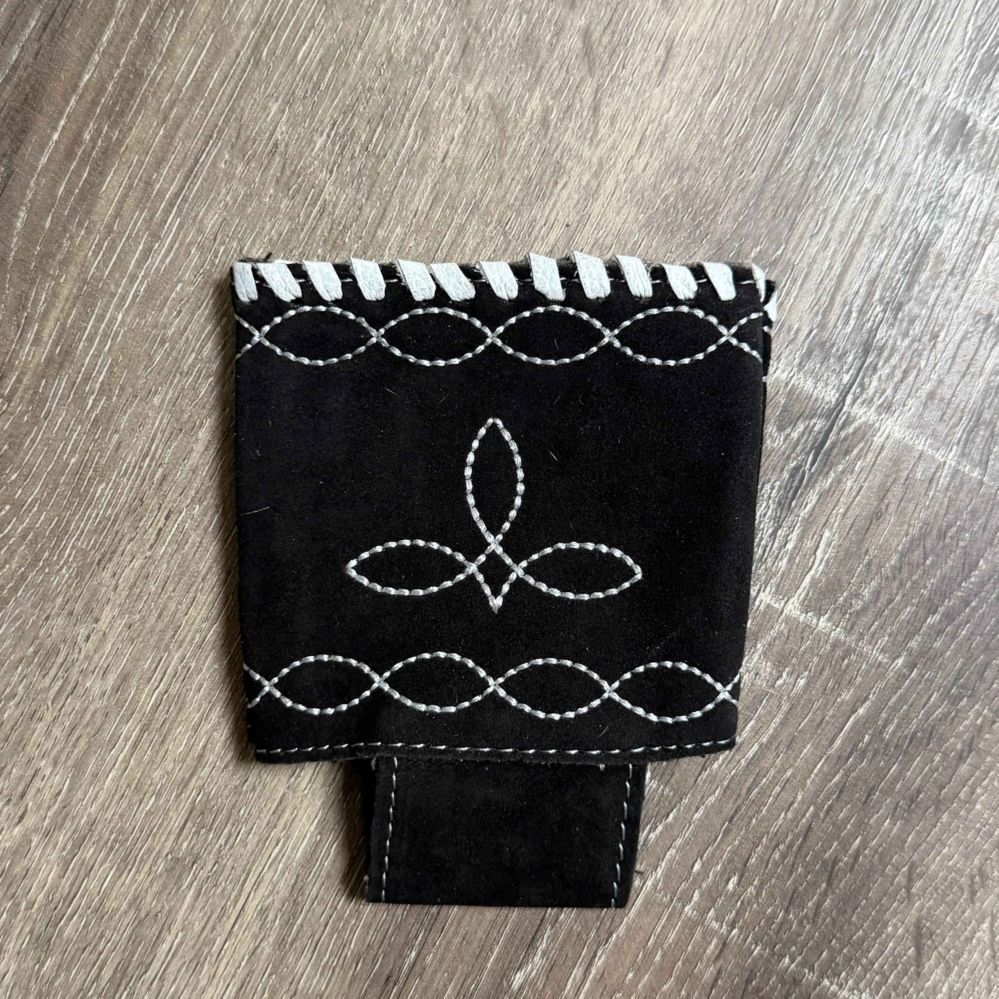 Black boot stitch koozie