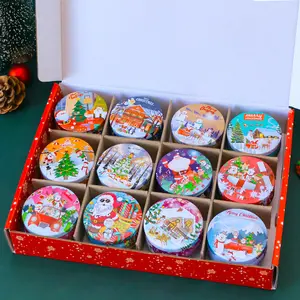 Custom Christmas Themed Gift Box Set, 12 Iron Canisters Scented Candles Burn Up to 25 Hours, Soy Wax, Perfect for Home Decor & Holiday Gifts