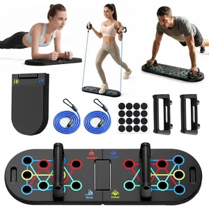 Plank Board & Push Up Board 22-in-1 with Resistance Bands - Core Trainer with  Elbow Pads, Foldable  Gym Equipment for Men & Women