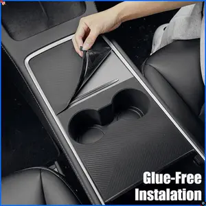 [ Glue-Free Instalation ] 1 Set Center Console Silicone Wrap Kit with Car Cup Holder for Tesla Model 3 2021-2023 / Model Y 2021-2024 Car Storage Organizers Car Storage Bag