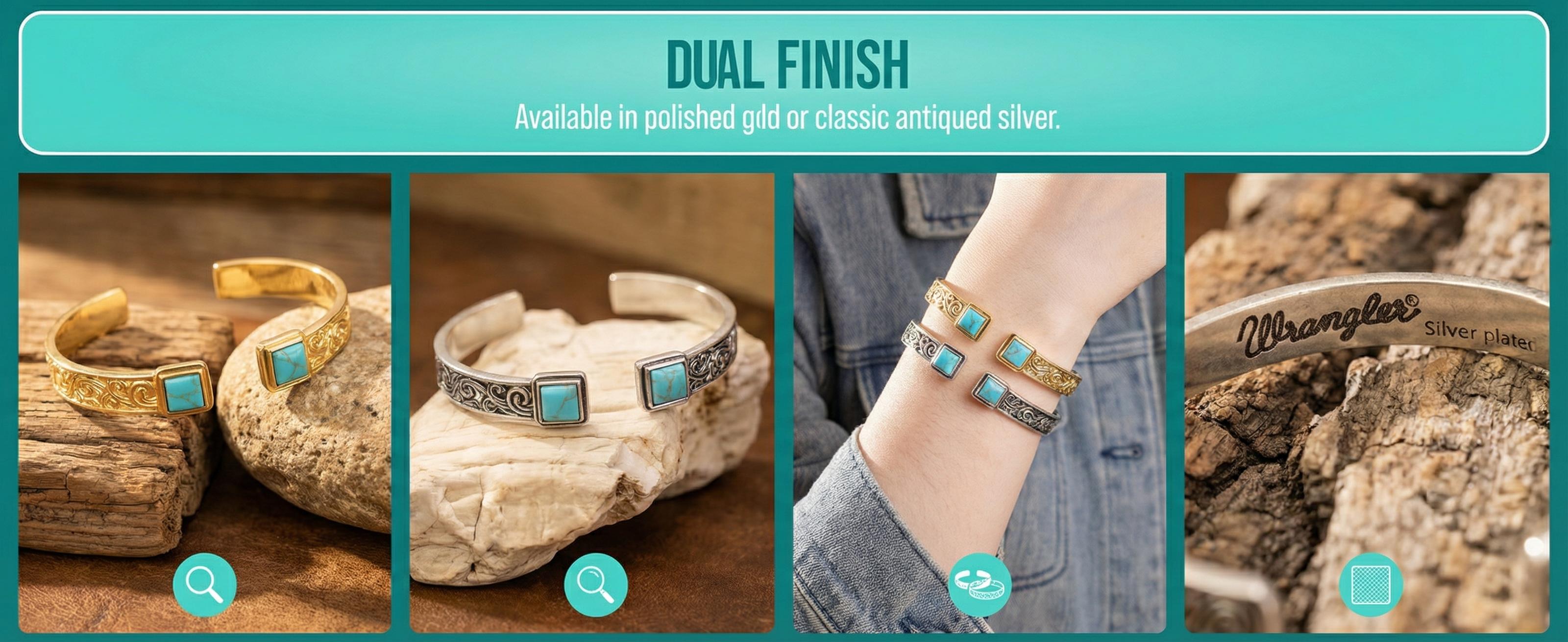 Wrangler Cuff Bracelet for Women Adjustable Open Cuff Bangle Bracelet Gold Silver Jewelry