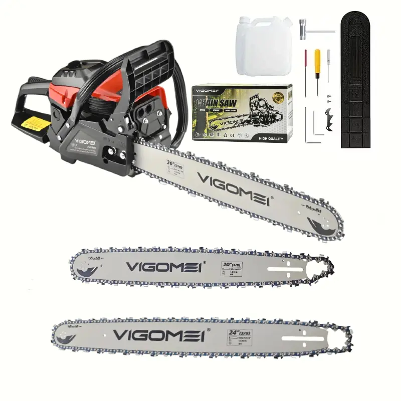 105CC 20" & 24" Gas Chainsaw, 2-Cycle Gas Powered Chain Saw with German Chain, Dual Guide Bars, Powerful Chainsaw for Tree Cutting, Firewood, Wood Cutting & Yard Work