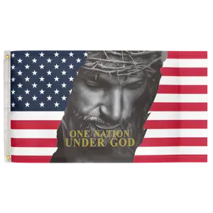 One Nation Under God Jesus USA 3'X5' Flag 100D Polyester (90cm x 150cm) Christian Flag (C13) RolFlags