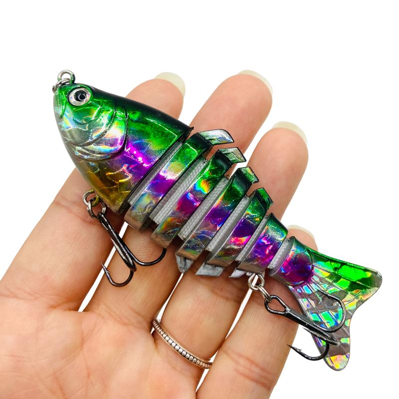 Dealforyoudays 5pcs Artificial Fishing Bait with Hook Multi-Jointed Crankbait Bionic Hard Fishing Bait 3.94-inch Lifelike Swimbait for Fresh & Saltwater Angling
