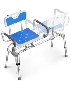 Juswell 360° Swivel Shower Chair Adjustable Height Transfer Bench for Bathtub, Shower Chair for Elderly and Disabled with Pivoting Arms for Safety Bathing