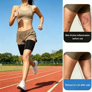 1 Pair Unisex Non‑Slip Elastic Thigh Compression Sleeves, Supportive Snug‑Fit Thigh Wraps Perfect for Running & Sports