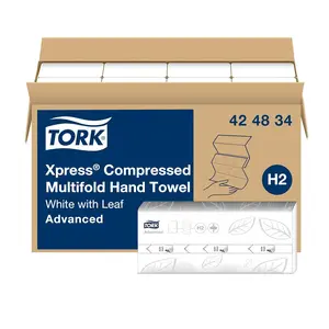 Xpress Compressed Multifold Hand Towel White H2, Advanced, Strong and Absorbent, 12 x 250 Sheets, 424834