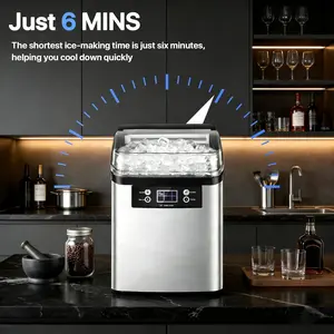 [Summer Vibes] PUKAMI Nugget Ice Makers Countertop,44lbs in 24Hrs, 9 Ice Cubes Ready in 6 Mins 9 Sizes,Auto-Cleaning Ice Makers Portable Ice Machine for Home Kitchen Office Party & Large Families