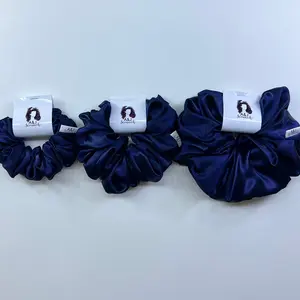 A&J Scrunch Navy Satin Scrunchies