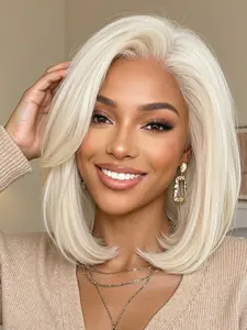 Large Area Lace Front Wig, Shoulder Length, High Heat Resistant Synthetic Fiber, Realistic Hair Look, Natural Looking Wig, Luxury Fashion for Parties