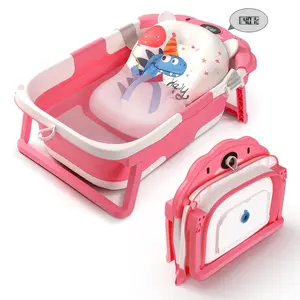 Collapsible Baby Bathtub for Newborns to Toddler with Real-time Temp Monitor,Portable Travel Tub for 0-36 Month, Foldable Baby Bath Tub for Infants