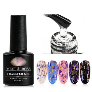 MEET ACROSS Nail Foil Glue Gel Soak Off LED/LUV Foil for Nails Transferable Nail Art Transfer Foil Holographic Adhesive Decal Starry Glue Foil Nail Tip Manicure Tool Decoration Nail Art Design