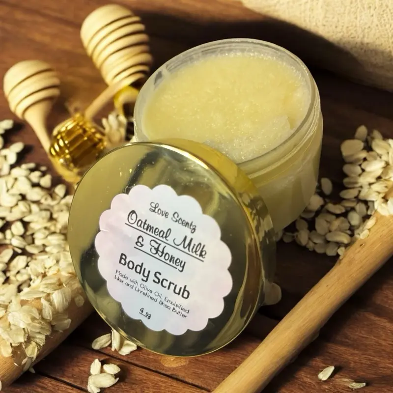 Love Scentz Oatmeal Milk & Honey Body Scrub with Olive Oil & Shea Butter for Soft Skin 4.9 oz