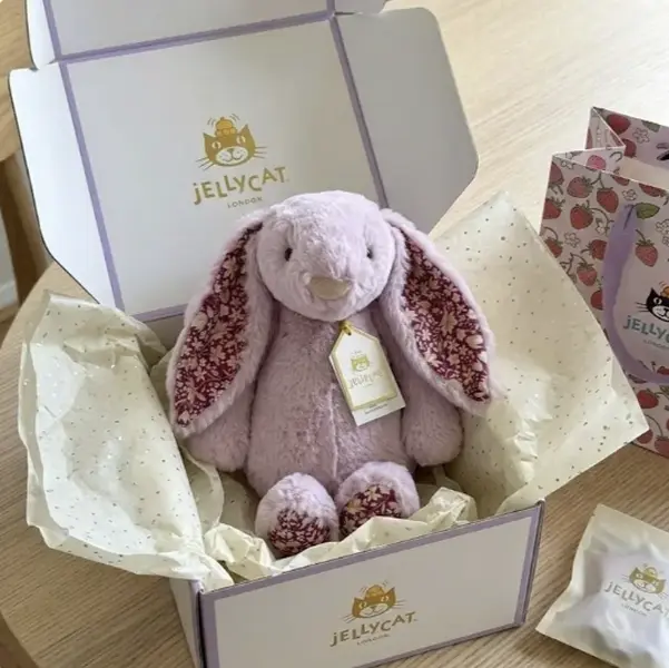 Jellycat Blossom Jasmine Bunny Plush, Soft Purple Floral-Ear Rabbit Gift for Birthdays, Easter and Collectors