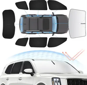 Canvcle 8PCS Windshield Sun Shade Kit for Kia Telluride 2020-2025 Full Privacy Side Rear Window Shade Cover Foldable Sun Visor Protector Blocks UV&Heat Telluride Interior Accessories