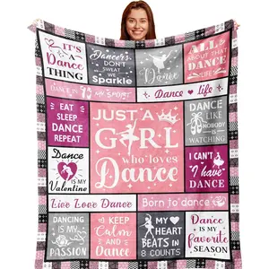 Dance Recital Soft Warm Throw Blanket 60"x50 for Girls, Dancer Ballet Gifts for Girls 8-12, Dancing Stuff Accessories, Must Have for Dance Competition