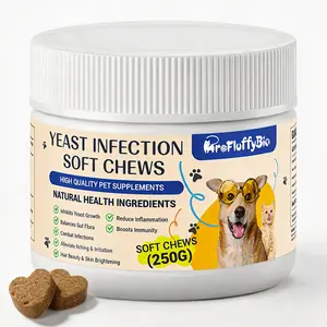 ProFluffyBio Natural Dog Yeast Infection Treatment - Itchy Skin & Ear Relief, Reduces Inflammation & Irritation, Soothes Allergy Symptoms - Herbal Supplement Soft Chews for Dogs' Healthy Itch Relief (250g)