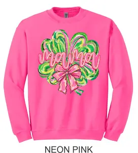 St Patricks Day Mama Clover Pullover Crewneck Sweatshirt or Tshirt (Gildan, Jerzee or Port & Co Brand) - StPaddy #05