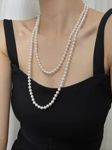 Stacked Faux Pearl Beaded Necklace for Women, Clavicle Matching Necklace, Trendy All-match & Exquisite Jewelry for Birthday Gift