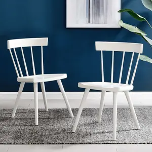 Modway Sutter Wood Dining Side Chair Set of 2 in White