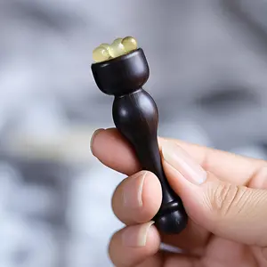 Purple Sandalwood “Lotus Seedpod” Facial Massage & Gua Sha Tool​ - A Complete Skincare Set for Face & Eye Contouring, Made of Unpainted Solid Wood for Acupressure & Lymphatic Drainage