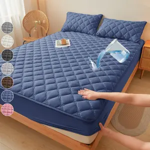 Premium 2/3PCS Waterproof Quilted Mattress Protector Set, Deep Pocket Fitted Sheet/Mattress Cover, Soft Noiseless Breathable Stain Resistant, with Pillowcases, Machine Washable