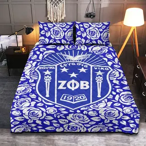 Zeta Phi Beta Quilt &amp; Pillow Cases With  Edge-wrapping Strips