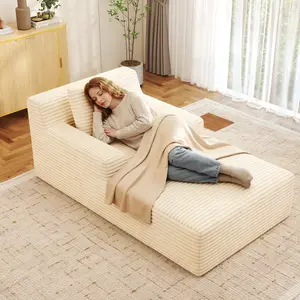 Boneless Couch Modern Cord Floor Sofa with Sleep Function - Cloud Sofa with Chaise Longue, 1 Cushions, Comfortable Sofa Couch for Living Room, No Assembly Required