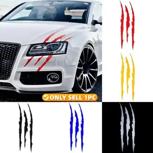 Waterproof Reflective Monster Claw Scratch Sticker, Glossy Self-Adhesive Car Decal for Headlights & Bumpers, One-Time Use, Sticker for Cars