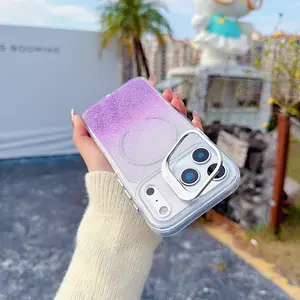 Colorful Transparent Glitter Magnetic iPhone 17 Pro Max Case, Full Protection with Invisible Lens and Kickstand Feature