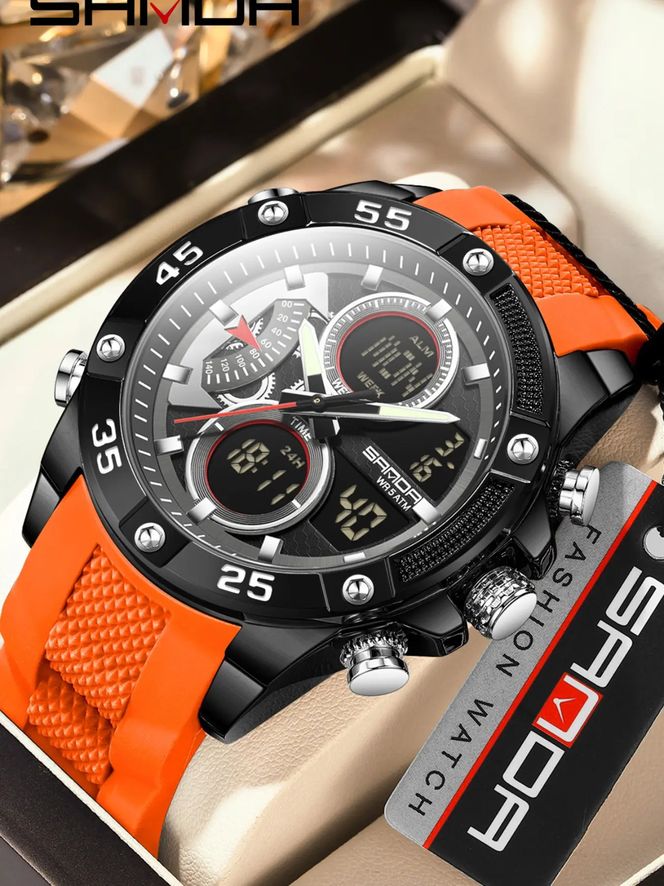 Sanda popular watch, male student alarm clock, running timer, multifunctional electronic watch, waterproof outdoor sports watch, Analog Digital Watch, Trendy Multifunctional Watch, Fashionable Digital Watch