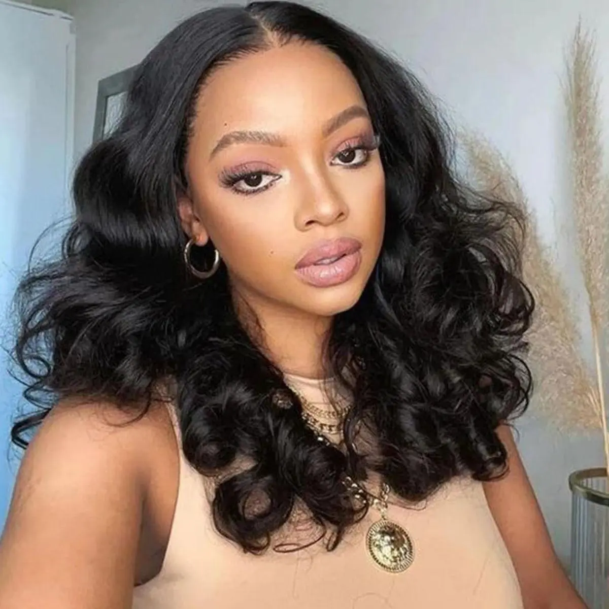 [100% Human Hair] IDHEREWIG 250% Density Luxurious Bomb 12A Brazilian Funmi Bouncy Curly Glueless Wig Human Hair Pre Plucked Pre Cut Lace 5x5 Lace Closure Wig