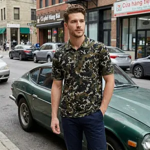 Men’s Trendy Camo Golf Polo Shirt - Modern Performance Polo for Style Golfers