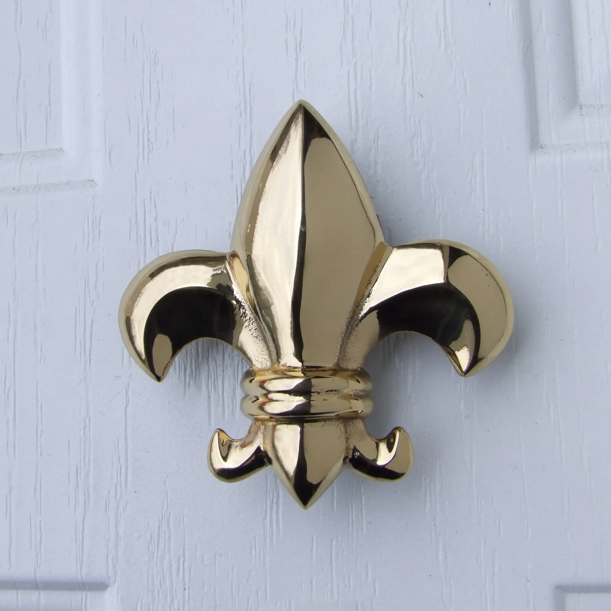 Fleur de Lys Door Knocker by Michael Healy - Handcrafted, Easy Install, Solid Cast Brass