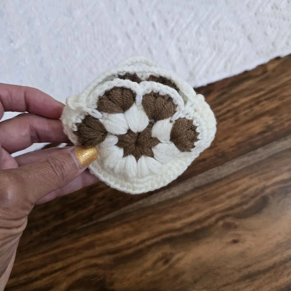 Handmade Crochet Paw Print Earphones Pouch 3.5" x 4" Unique Design for Pet Lovers