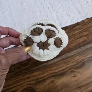 Handmade Crochet Paw Print Earphones Pouch 3.5" x 4" Unique Design for Pet Lovers