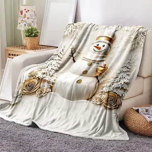 Christmas Snowman 3D Vision Flannel Blanket, Soft Comfortable Nap Office School Home Picnic Travel Gift, Novelty Flannel Blanket, Flannel Throw Blanket