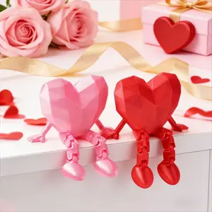 Heart-Shaped Desktop Statue Set, Cute Love-Inspired Decoration with Moveable Legs and Hands, Perfect for Office, Home, Gifts, Sculpture Desk Decor