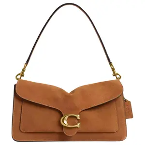 Coach Tabby 36 Crossbody Bag for Women, Metallic C-Logo, Caramel-Colored Leather