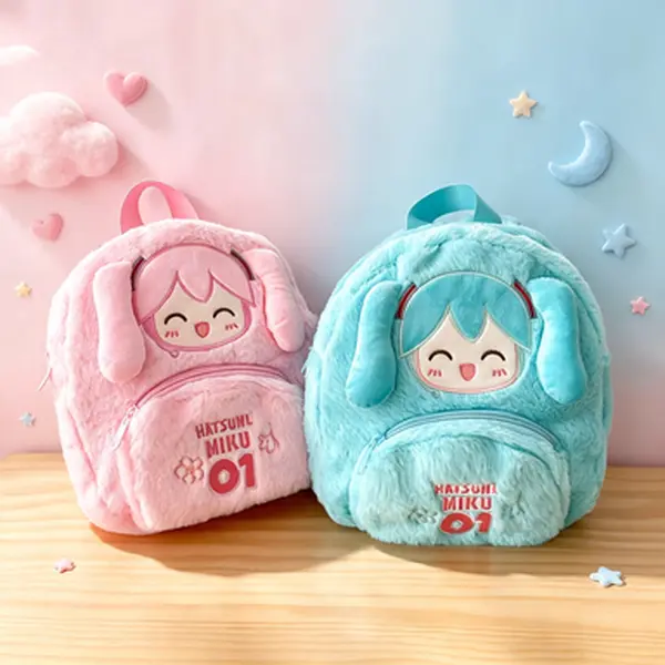 Cute Plush Hatsune Miku Cartoon Pattern Mini Backpack, Soft Fluffy Small Shoulder Daypack, Multi Pocket Casual Fashion Bag Suitable for School Travel Daily Outings