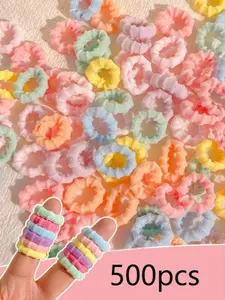 500pcs Non-Slip Hair Ties, High Elasticity Rubber Bands, Cute Style Ponytail Hairstyle for All Seasons, Daily Wear & Holiday Gifts
