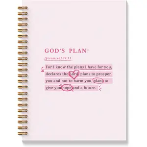 Pink Christian Spiral Notebook, Jeremiah 29:11 Bible Journal Notebook, Women's Religious Prayer Journal, Daily Devotional Journal, Church Notes Notebook, Christian Gift for Women, 5.5x8.3 inches