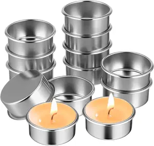 20Pcs Empty Tea Light Christmas Candle Cups, 2 Inches Reusable DIY Tins, Oversized for Extended Burn Time Scented Candle, Wedding,, Home Decoration